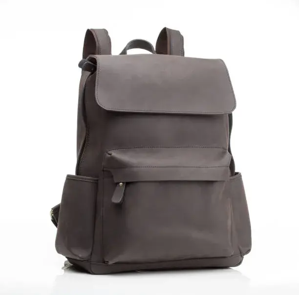 Leather Backpack  Grey Bag